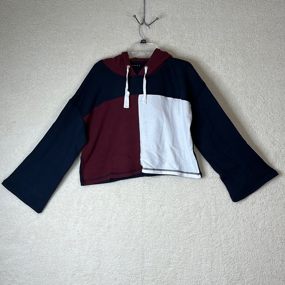 NWT Soncy Womens Color Blocked Crop Cropped Hoodie Top Stretch SIZE XL PLUS SIZE